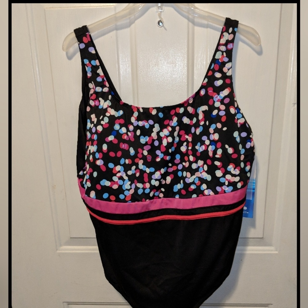 Aquabelle Dots Tank Swimsuit Sz 26W
